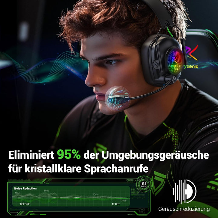 KGH2 Gaming Headset Wireless für PS4, PS5, PC, Mac, Switch, 2.4GHz Gaming Headset mit Mikrofon, Falt