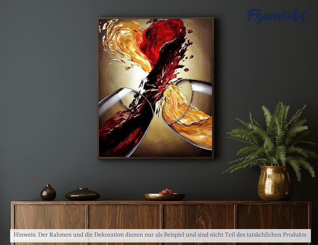 Figured'Art Malen Nach Zahlen Erwachsene Mit Rahmen Rot- und Weisswein - Paint by Numbers Basteln DI
