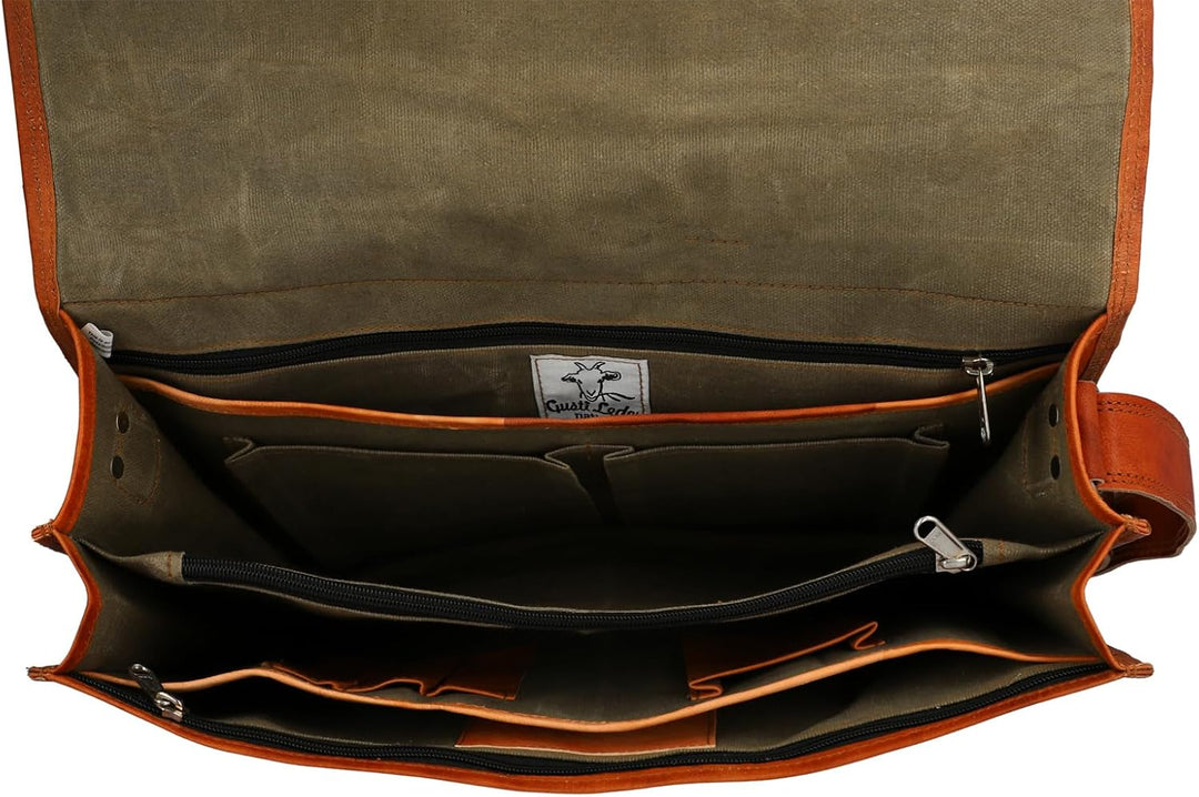 Gusti Umhängetasche Leder Leon Aktentasche Laptoptasche Braun