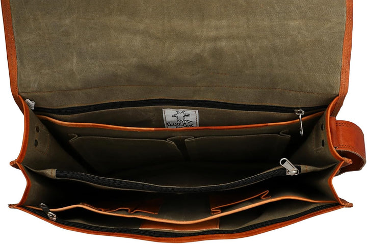 Gusti Umhängetasche Leder Leon Aktentasche Laptoptasche Braun