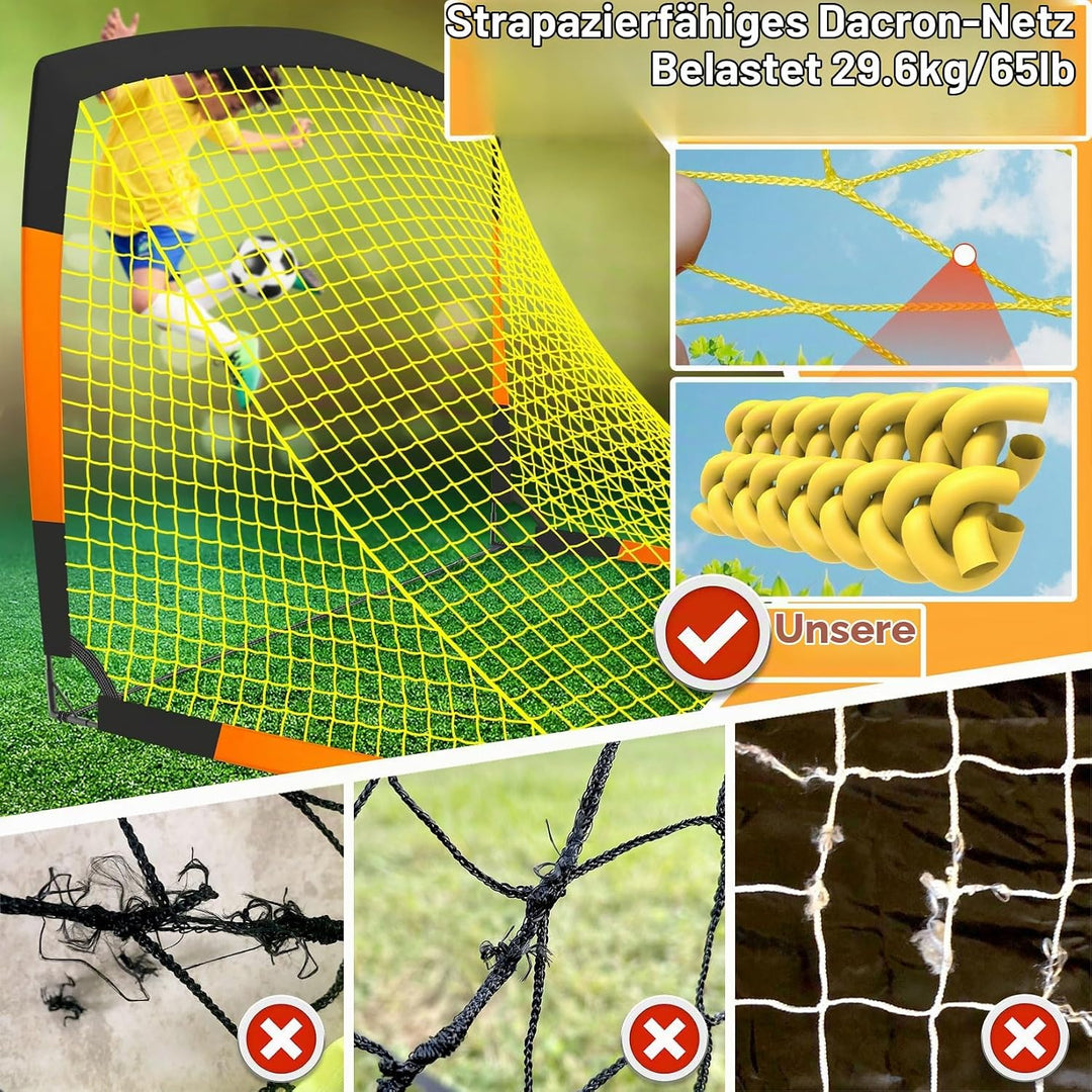 Happy Jump Fussballtor 3x2.2FT, 4x3FT, 5x3.6FT, 7x5FT Pop-Up Fussballtraining für den Garten Schwarz