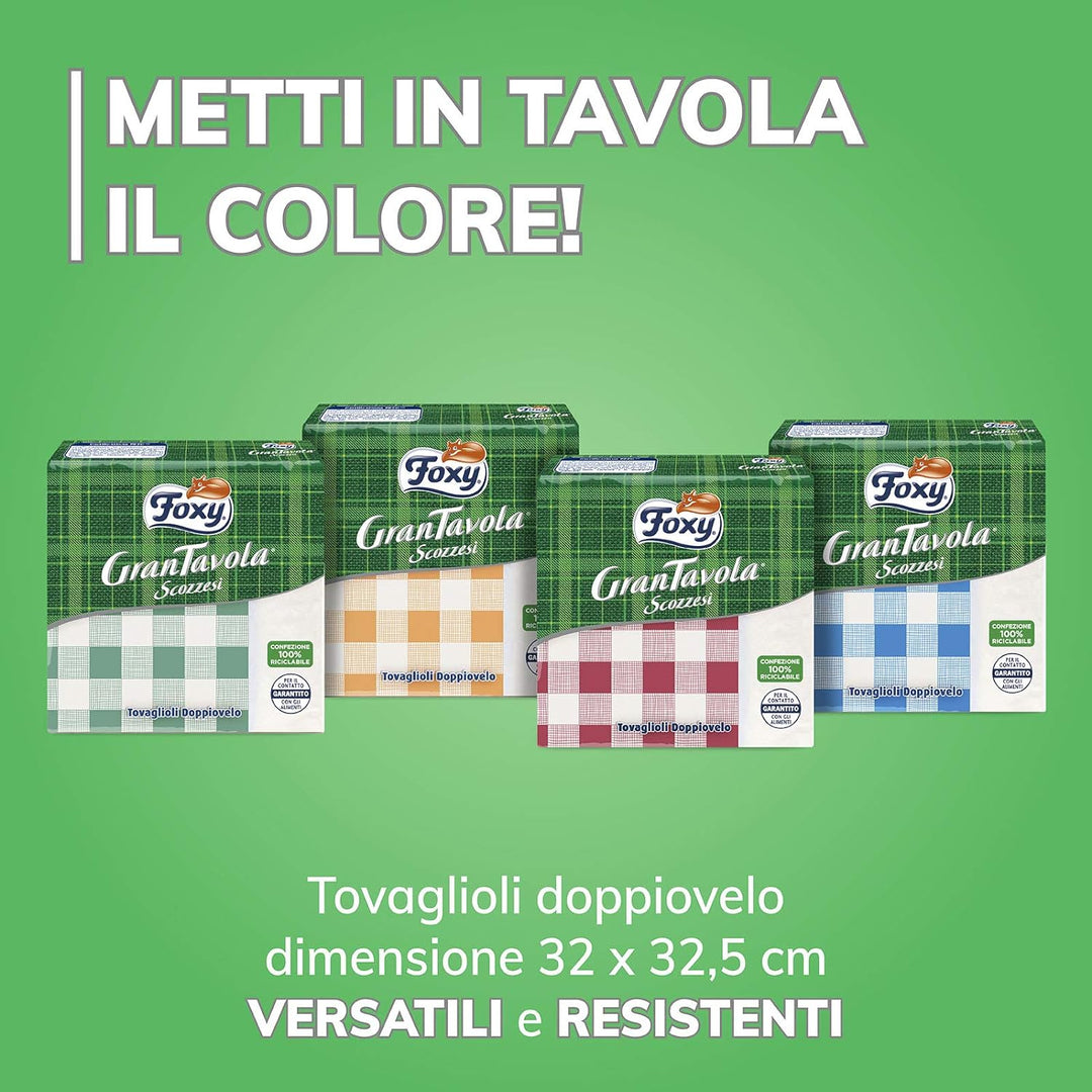 Foxy Schottische GranTavola | Servietten für den Regen | 36 Packungen à 42 Stück 32 x 32,5 cm | Scho