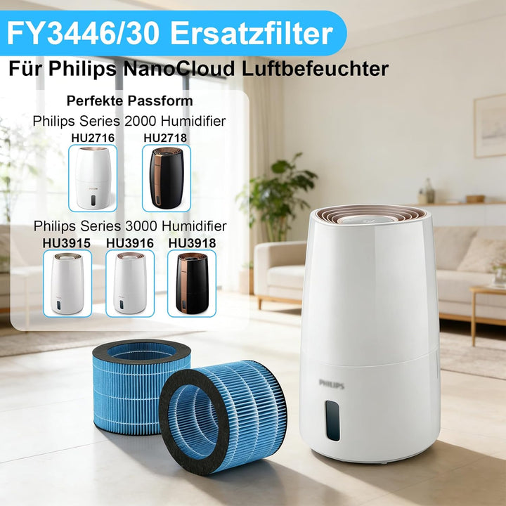 2 stück NanoCloud Befeuchtungsfilter für Philips Luftbefeuchter 2000 und 3000 Serie HU3918 HU2716 HU