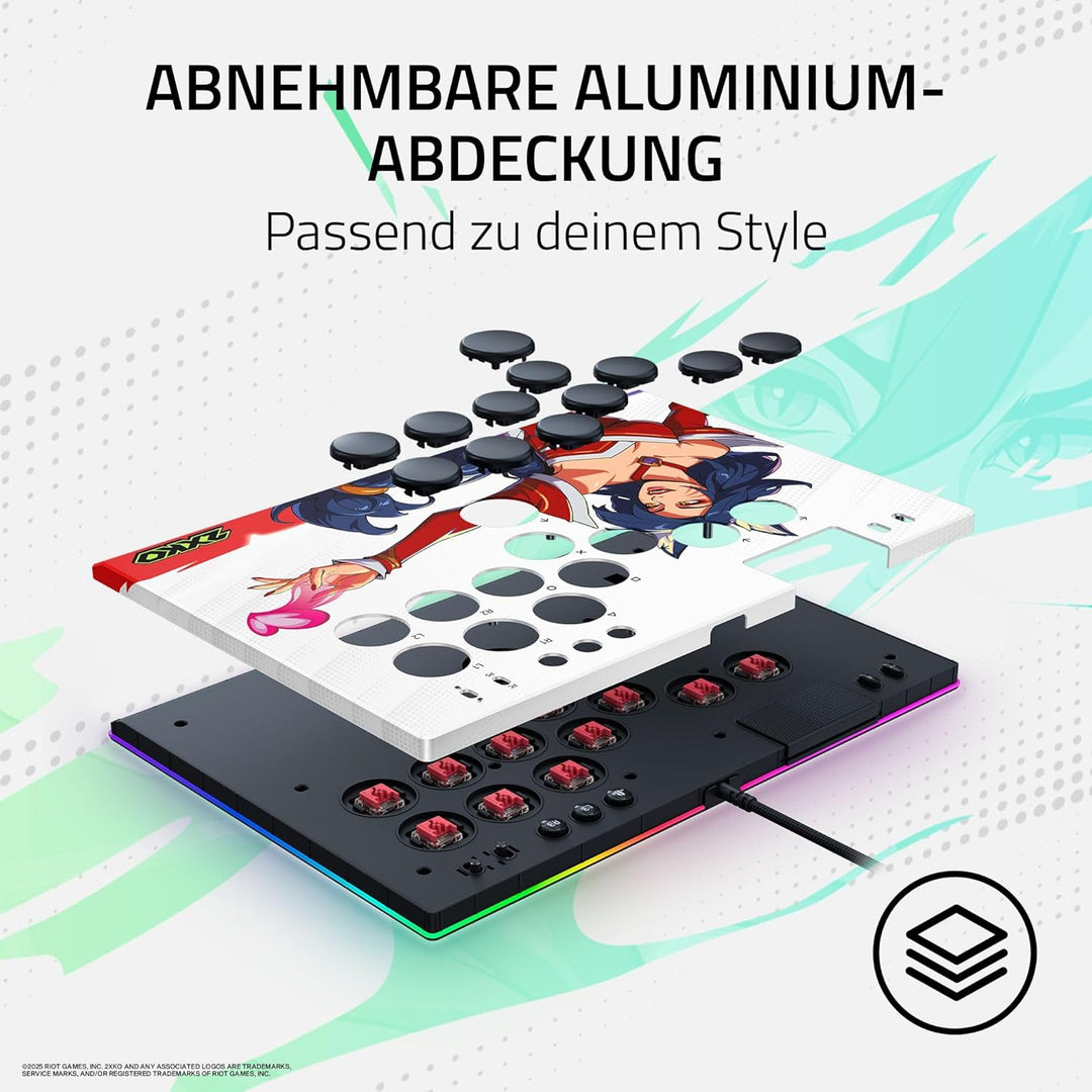 Razer Kitsune 2XKO Edition - Optischer All-Button-Arcade-Controller für PS5 und PC - Layout mit 4 pr