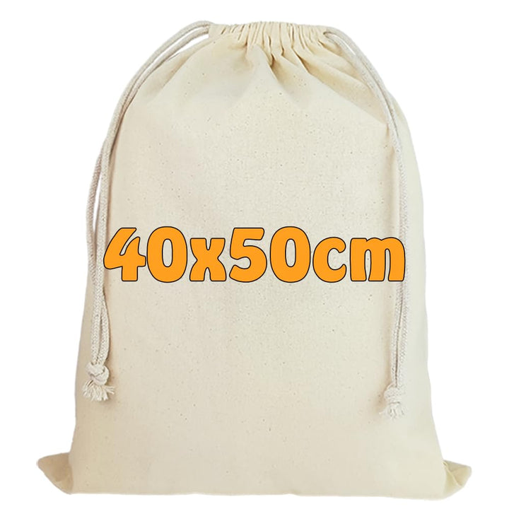 Grosser Baumwollbeutel 40x50 cm | Nachhaltiger Stoffbeutel mit Kordelzug | Ideal zur Aufbewahrung, G