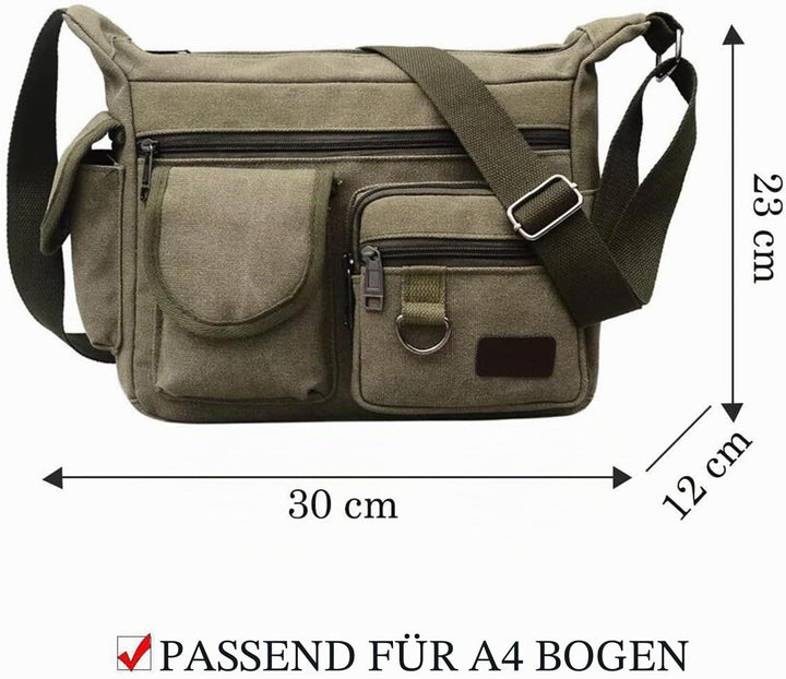 Wasserdicht Canvas Crossbody Tasche Umhängetasche Satchel Schulter Sling Arbeitstasche Bookbag für M