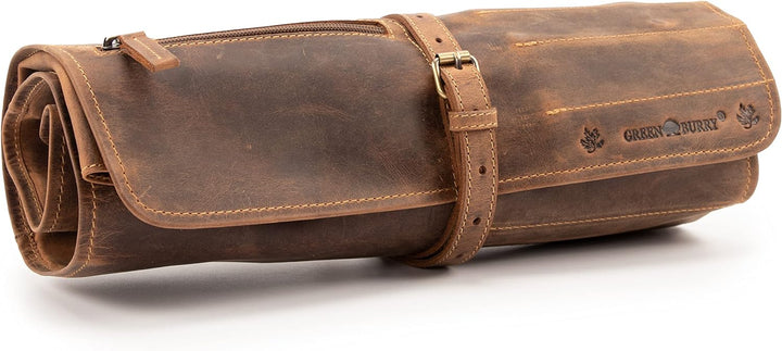 Darcis Werkzeugrolle in Braun - Aus echtem Rindsleder - Werkzeug Rolltasche mit 13 Fächern, 3 Knopft