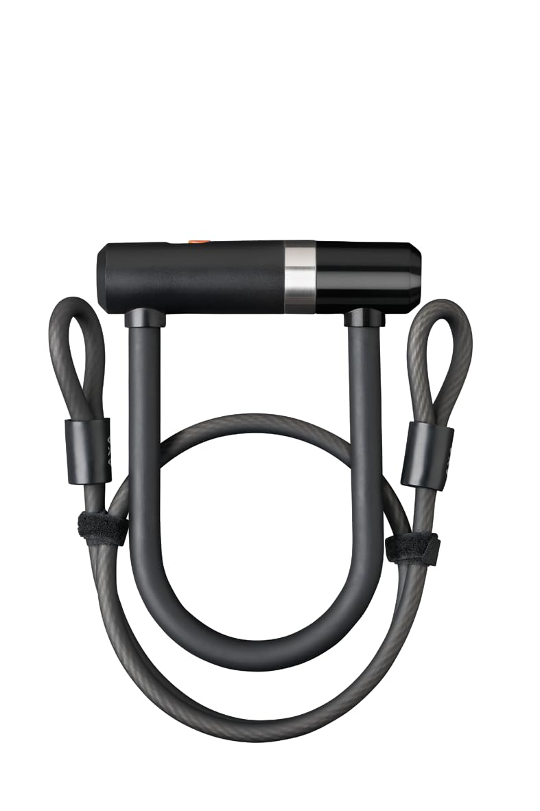 AXA Newton 150 Bügelschloss – Länge 15 cm – mit Schlaufenkabel – Kabellänge 100 cm – Sicherheitsstuf