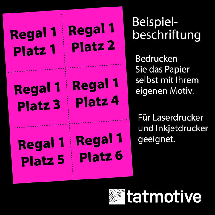 TATMOTIVE Neonpapier NEON DIN A4, 80 g/qm farbiges Briefpapier, Leuchtpapier, 250 Blatt - Pink, 250