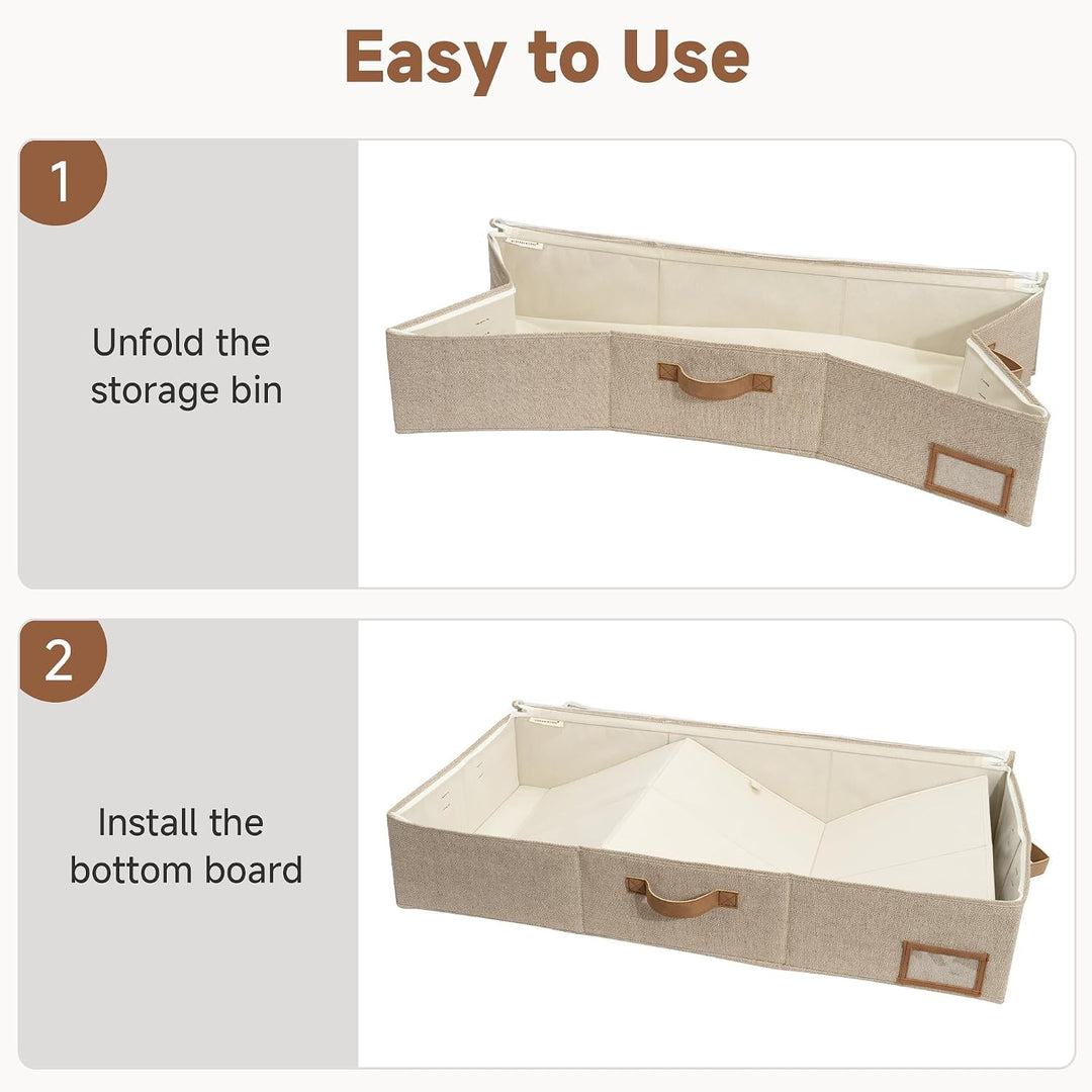 StorageWorks Unterbett Aufbewahrung, grosse Unterbett Aufbewahrungsbox mit Deckel Stoff, faltbare Un