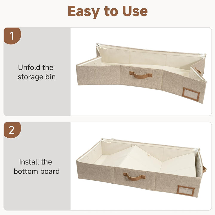 StorageWorks Unterbett Aufbewahrung, grosse Unterbett Aufbewahrungsbox mit Deckel Stoff, faltbare Un