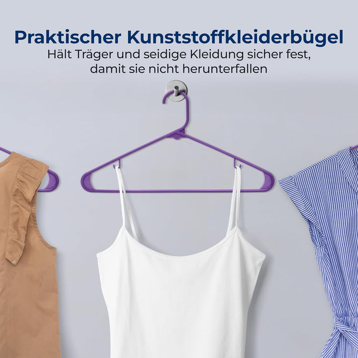 SereneLife Kleiderbügel Platzsparend 50 Stück, Bügel rutschfest mit Einkerbungen im Schulterbereich