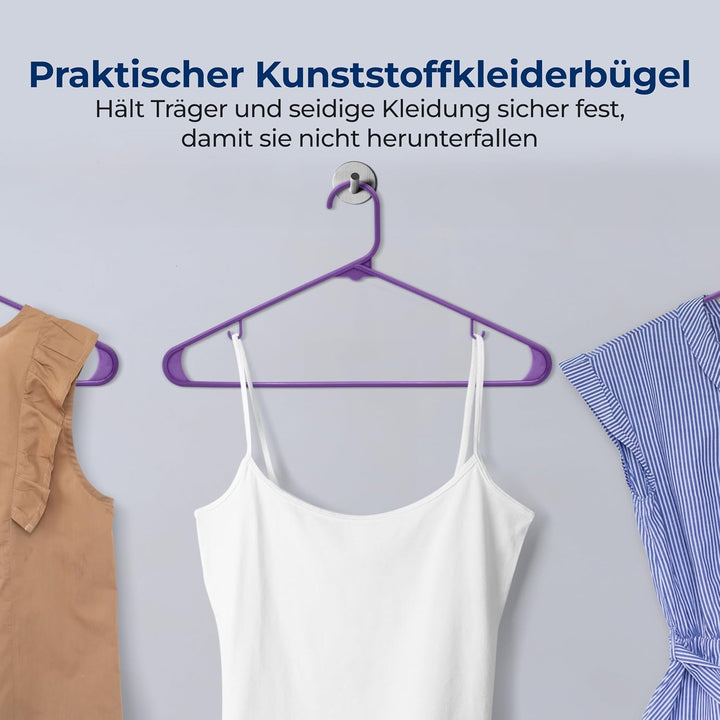SereneLife Kleiderbügel Platzsparend 50 Stück, Bügel rutschfest mit Einkerbungen im Schulterbereich
