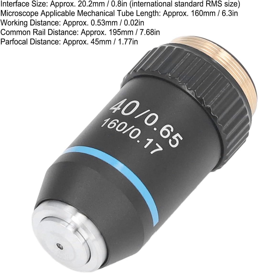 40-fach Achromatisches Mikroskopobjektiv mit Hoher Vergrösserung, 20,2-mm-Gewinde für Zusammengesetz