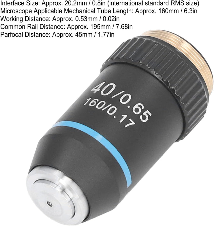 40-fach Achromatisches Mikroskopobjektiv mit Hoher Vergrösserung, 20,2-mm-Gewinde für Zusammengesetz