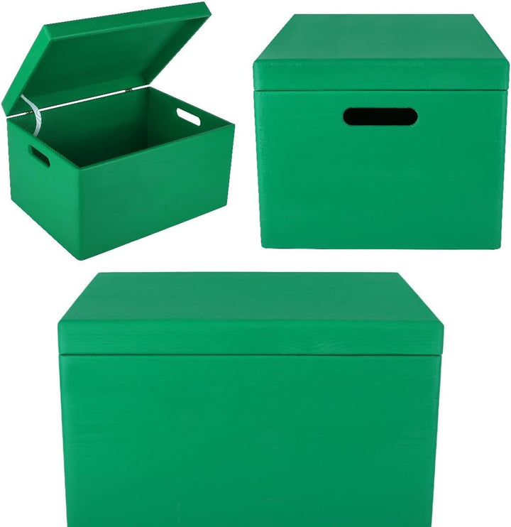 Creative Deco XXL Grün Grosse Holzkiste Aufbewahrungsbox Spielzeug | 40 x 30 x 24 cm | Mit Deckel Gr