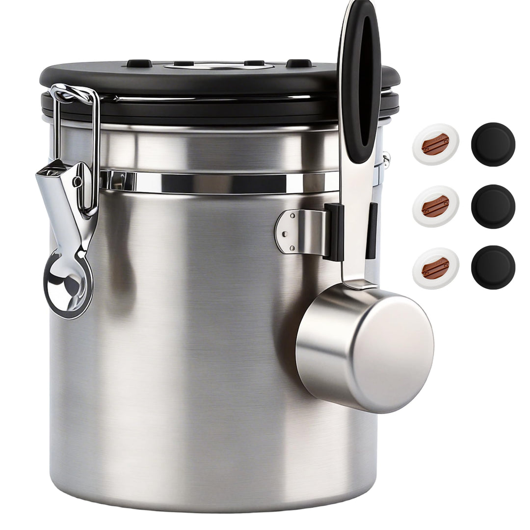 ShanSon Kaffeedose, luftdicht, Edelstahl, Kaffeebohnen-Aufbewahrungsbehälter mit Schaufel, Kaffeedos