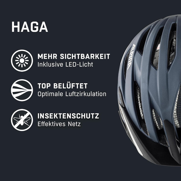 ALPINA HAGA - Stossabsorbierender, Sicherer & Optimal Anpassbarer Urban Fahrradhelm Mit Integriertem