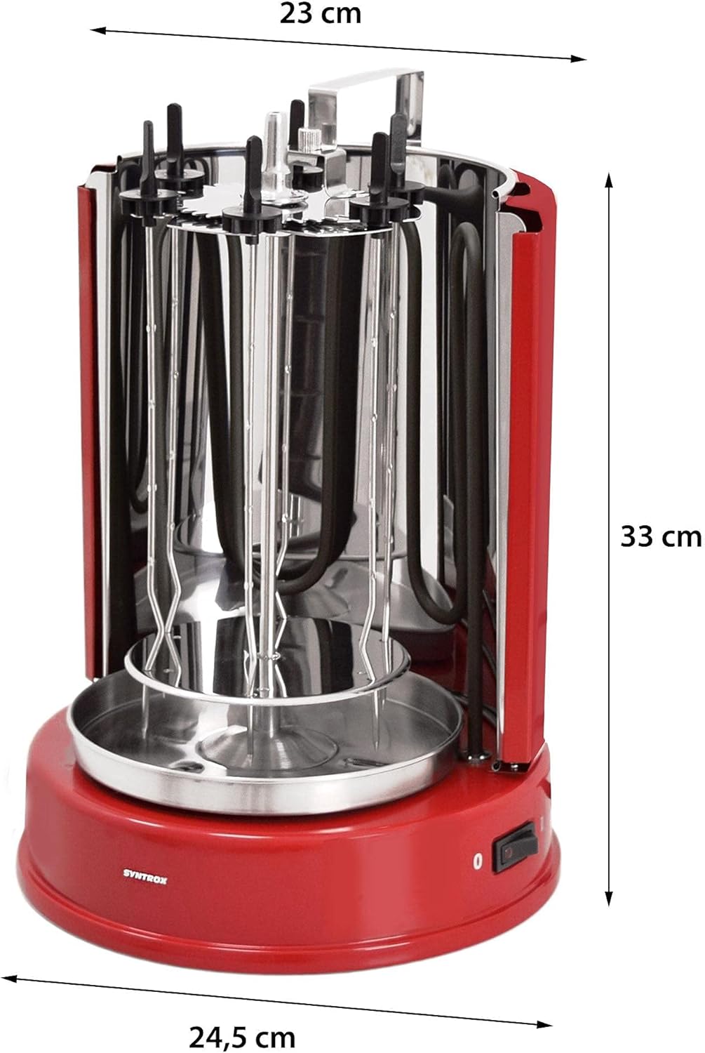 Syntrox Germany Dönergrill ROT-A-1400W-RED-Aragon Vertikal-Kebab & Gyrosgrill Schaschlikgrill Rotiss
