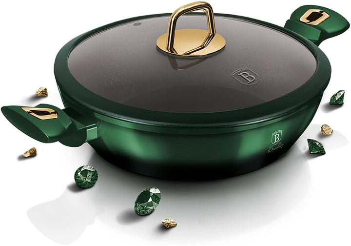 BerlingerHaus Emerald Collection Shallow Pfanne mit Deckel, 28 cm, BH/6060 emerald Edelstahl 18/8, G
