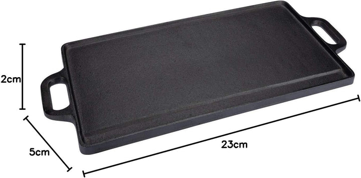 Baumalu - 42 cm Gusseisen-Grillplatte, beidseitig nutzbar, Masse 50,5 x 2 x 23 cm, Elegante Schwarze