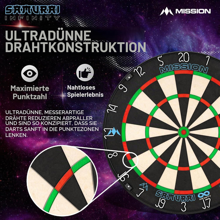 Mission Darts Samurai Infinity | Professional Competition Standard Dartboard with Ultra Thin Knife L