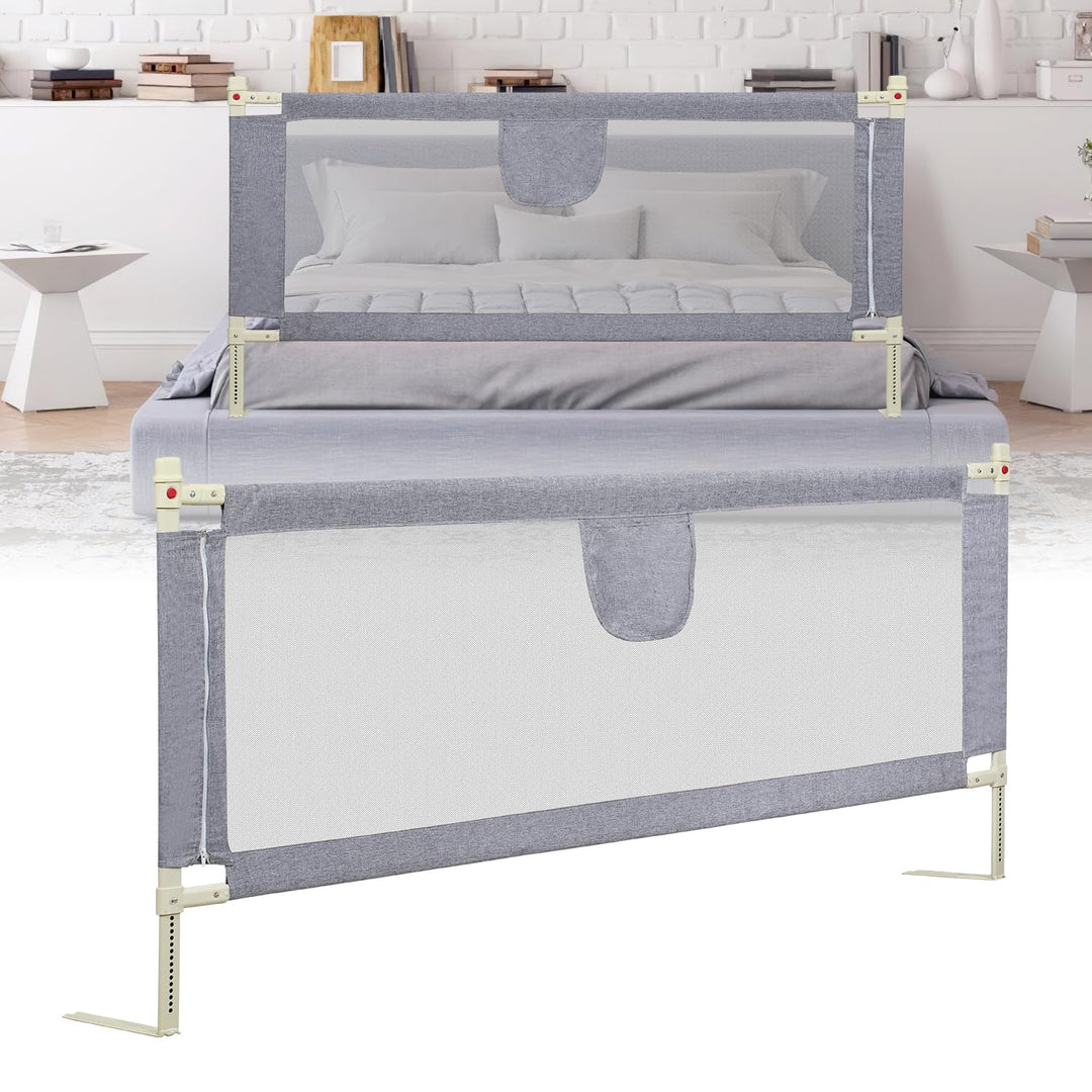 180cm Bettgitter für Kinder, Bettschutzgitter Höhenverstellbar von 64-96cm, Rausfallschutz Bett, Kin
