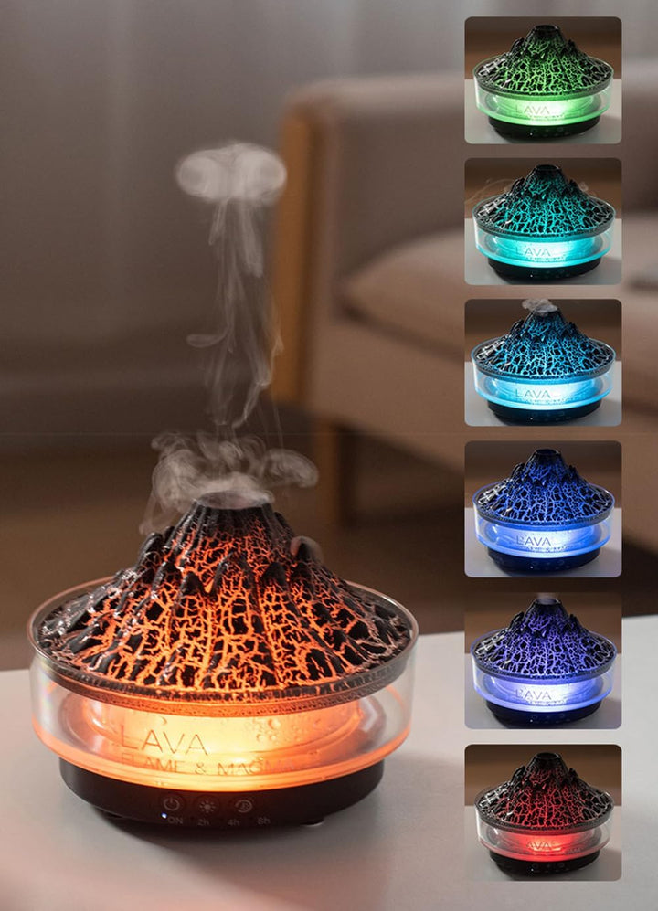 ThreeH Vulkan Luftbefeuchter & Aroma Diffusor 7-Farben LED Dualmodus Schlafzimmer/Büro, Schwarz, Sch