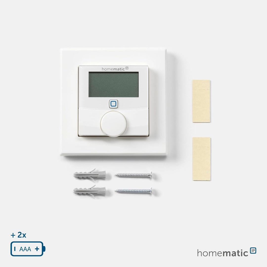 Homematic IP Smart Home Wandthermostat mit Luftfeuchtigkeitssensor, digitales Thermostat Heizkörper/