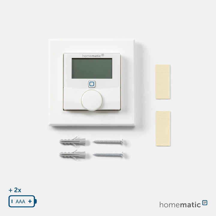 Homematic IP Smart Home Wandthermostat mit Luftfeuchtigkeitssensor, digitales Thermostat Heizkörper/