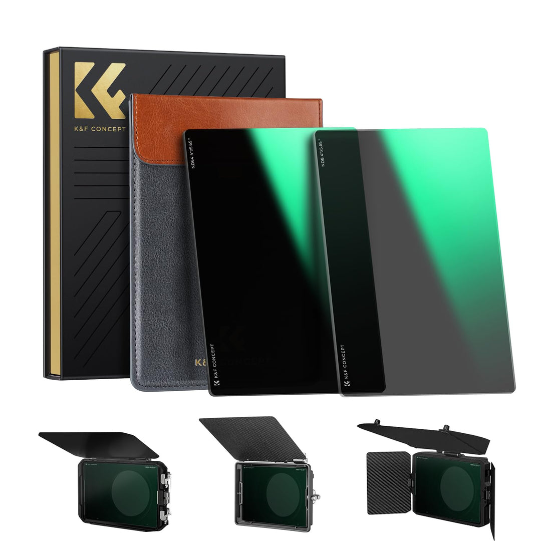 K&F Concept 4 x 5,65" ND8+ND64 Filtersets (2&6 Blendenstufen),Dicke 4mm Rechteckfilter quadratischer