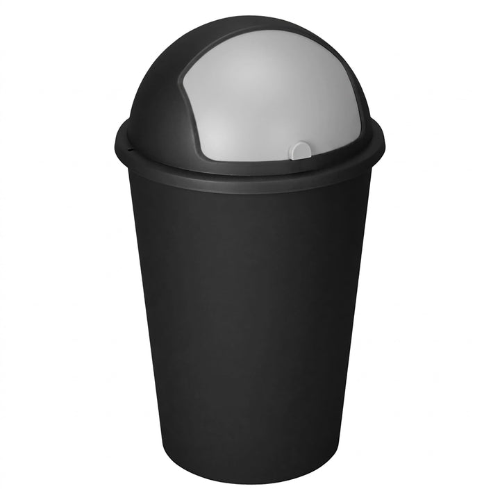 Spetebo XXL Abfalleimer mit Schiebedeckel anthrazit- 50 L - Runder Mülleimer mit Kuppel Deckel - Kos