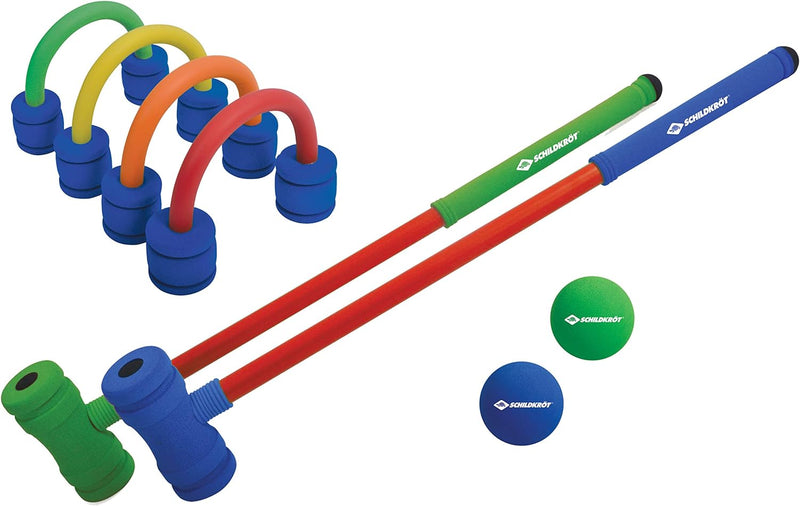 Schildkröt Soft Croquet Set, komplettes Krocket Set mit 2 Schlägern, 4 freistehenden Toren und 2 Bäl