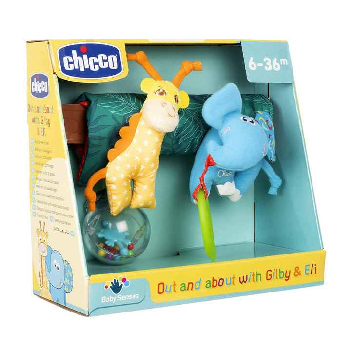 Chicco Spielzeug für Kinderwagen „Tiere der Savanne“, Spielzeug für Kinderwagen, mit lustigen Spiela