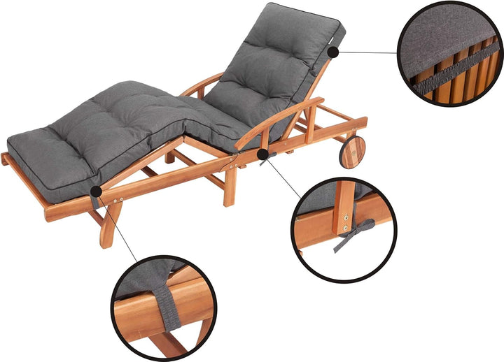 Liegenauflage, Auflage für Gartenliege 200 x 55 x 8 cm, Auflagen für Deckchair, Polsterauflage für S