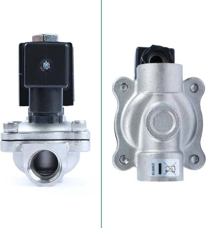 U.S. Solid Solenoid Valve Magnetventil Edelstahl G 1/2" 24V DC Normal geschlossen NC 0-10 bar, venti