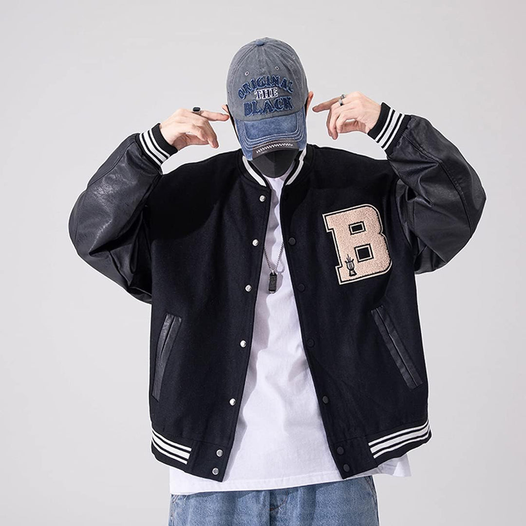 Moshtashio Herren College Jacke Baseballjacke Unisex Mode Sportjacke Sweatjacke Urban Stehkragen Str