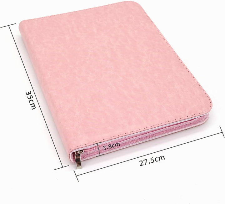 Schreibmappe 2 Ringbuch A4 Konferenzmappe Reissverschluss Leder Wasserdicht Organizer Mappe Dokument
