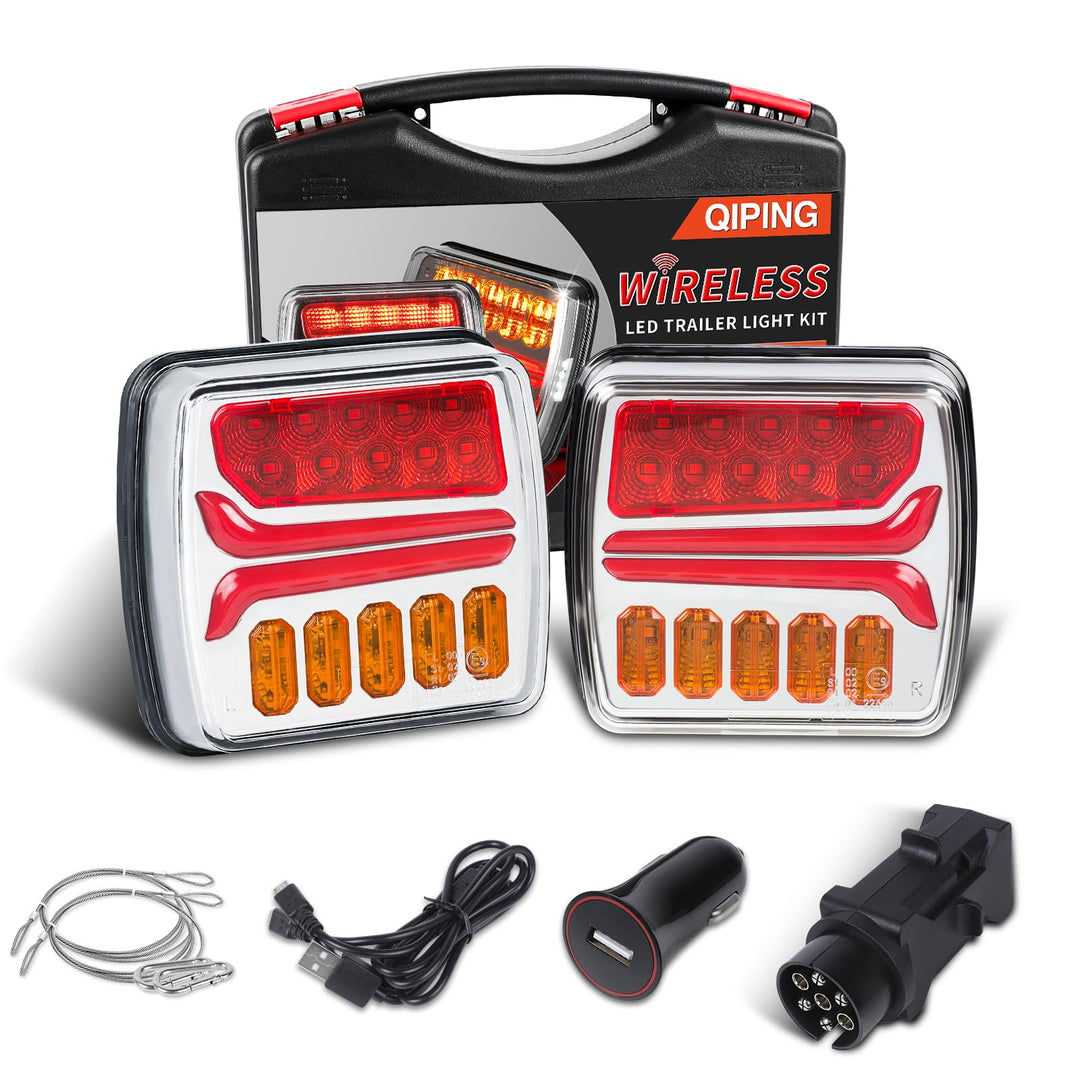 Qiping 2 x magnetische anhänger rückleuchten kabellos, funk rücklichter led mit magnet, wasserdicht,