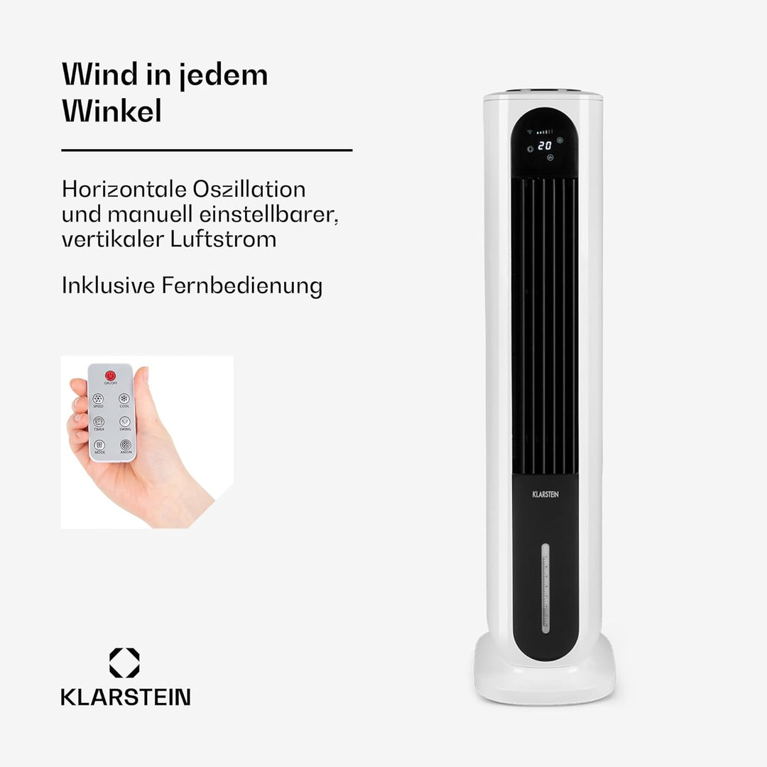 Klarstein Polar Tower Smart – Luftreiniger, Ionisator, WLAN: App-Steuerung, 85 W, 3306 m³/h, 4 Gesch