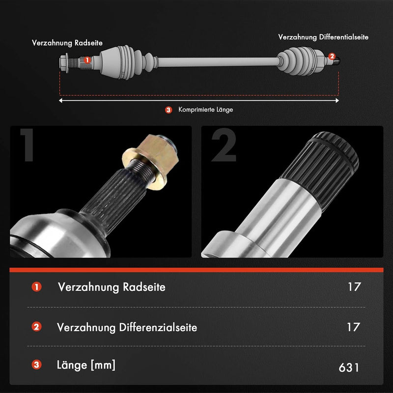Frankberg 1x Antriebswelle Vorne Links oder Rechts Kompatibel mit D-Max II TFR TFS 2.5 CRDi 4x4 2012