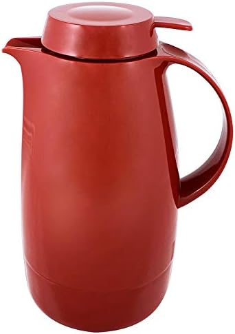 Helios Servitherm Thermoskanne Rot 1,3L – 6h Heiss - Hält Getränke heiss & kalt – Einhandbedienung -