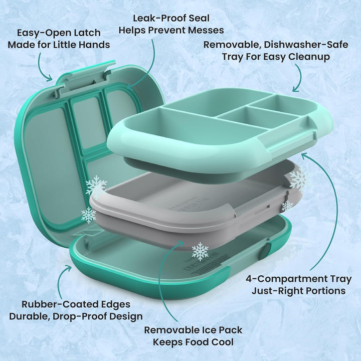Bentgo® Kids Chill Lunchbox – Bento-Style Lunch-Lösung mit 4 Fächern und herausnehmbarem Eisbeutel f