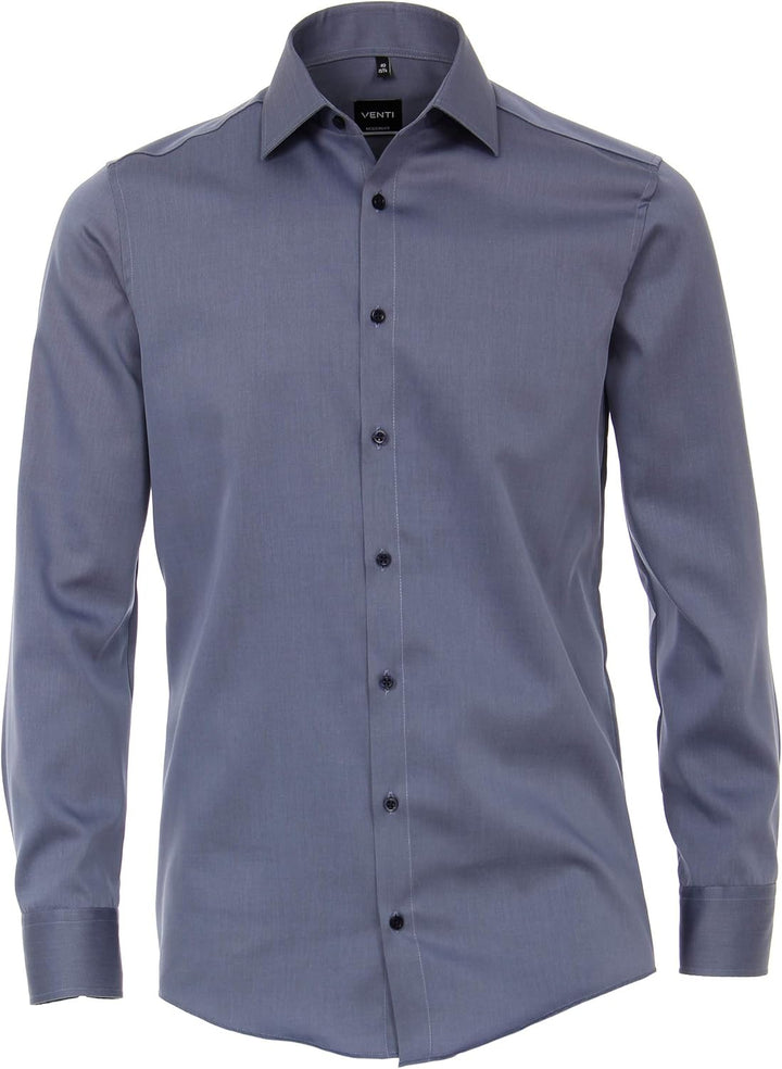 Venti Herren Twill Hemd unifarben extra Langer Arm 72cm Modern Fit 39 Extra Tall Graues Dunkelblau,