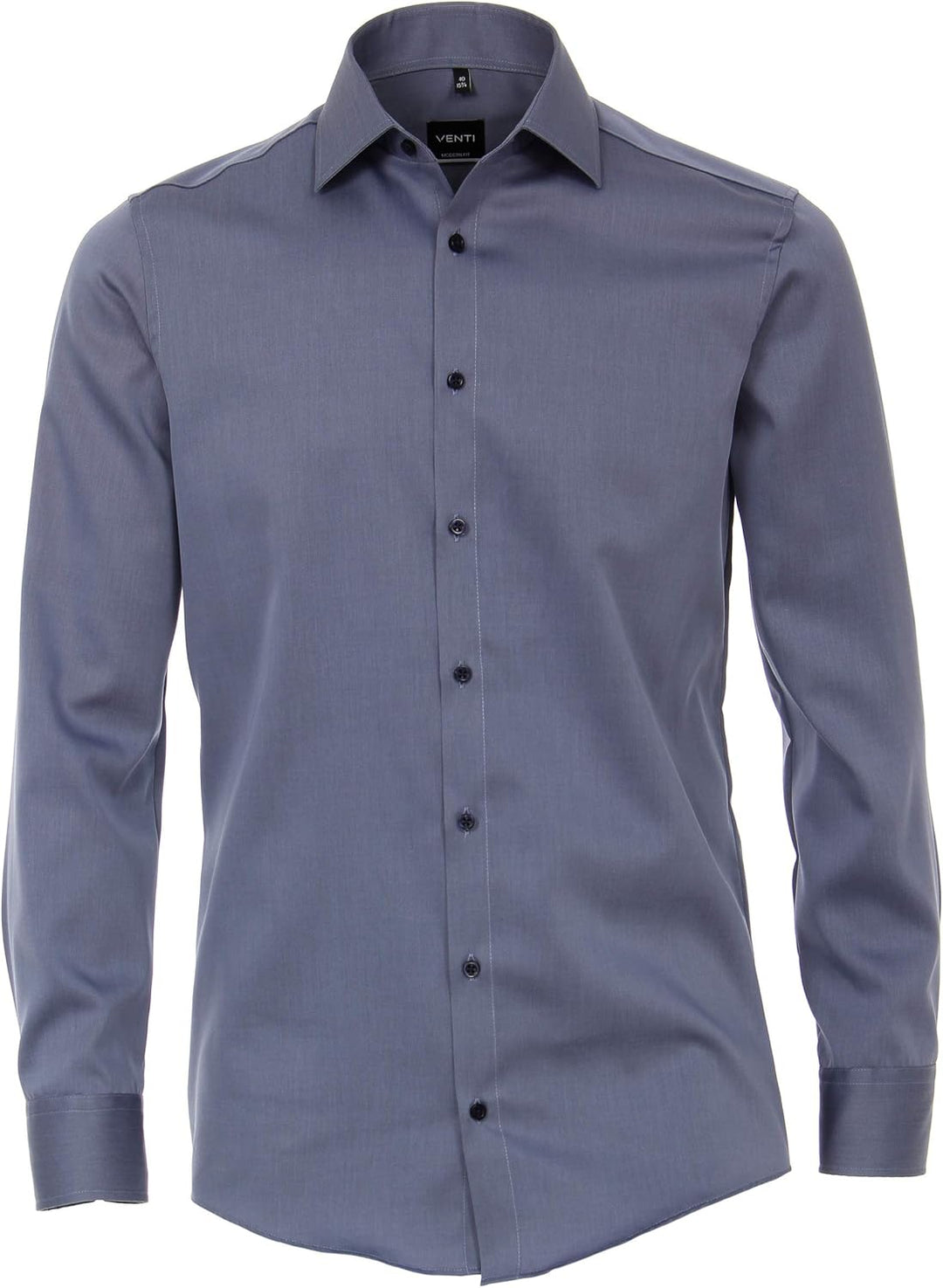 Venti Herren Twill Hemd unifarben extra Langer Arm 72cm Modern Fit 40 Graues Dunkelblau, 40 Graues D