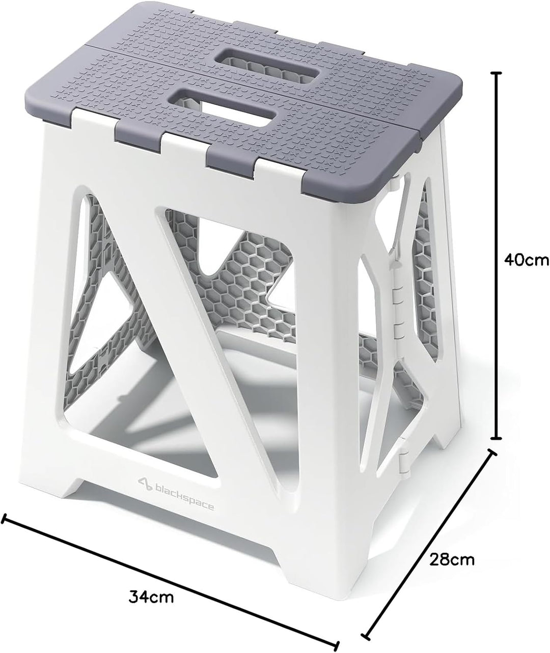 BLACKSPACE Hocker Klappbar 40cm Hoch (Grau/Weiss)-II-XM400H-DE