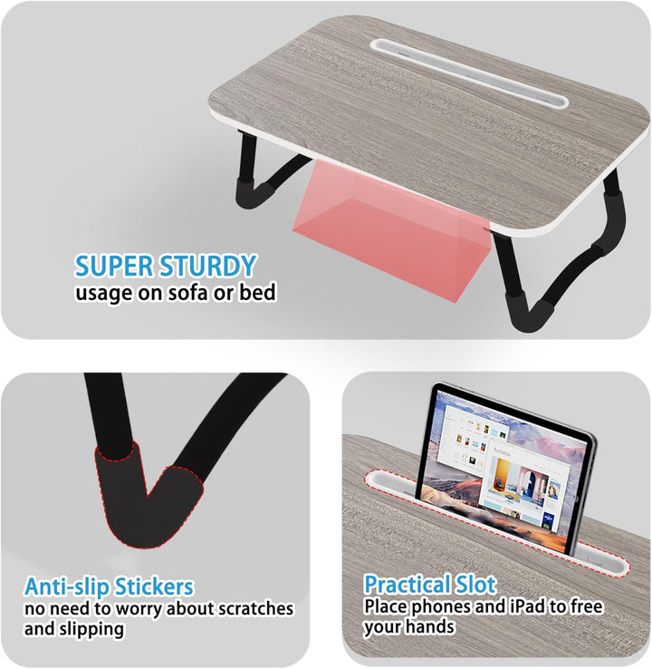 Small Laptop Bett Tisch - Laptoptisch 48 x 30 cm als Frühstückstablett, zum Essen, Lesen, Schreiben,