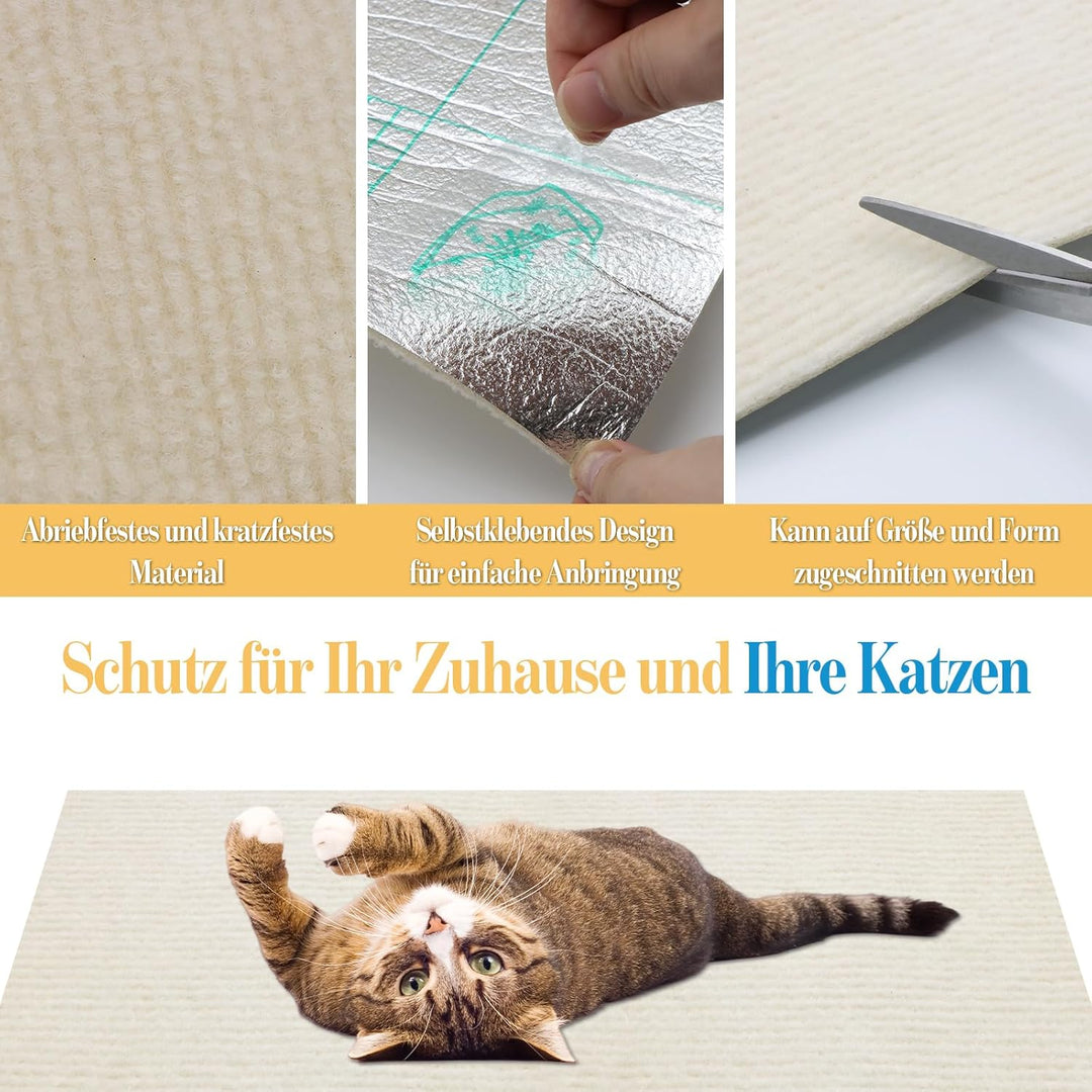 2 Stück Kratzmatte für Katzen, 200cmX40cm Selbstklebend Kratzmatte Katze, DIY Kratzbrett für Katze B