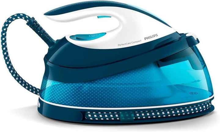 Philips PerfectCare Kompaktes Dampfbügeleisen mit 400 g Dampfboost, 2400 W, blau und weiss - GC7840/