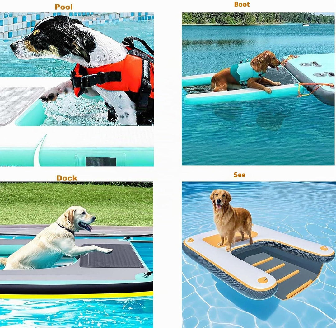 Hunderampe Aufblasbare Hunde Wasserrampe, Hundeboot Rampe Schwimmende Dock Leiter für Pool, Boot, Se